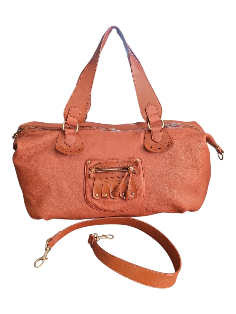 See By Chloe' 2 Way Handbag Shoulder Bag Leather Burnt Orange - Picture 13 of 13